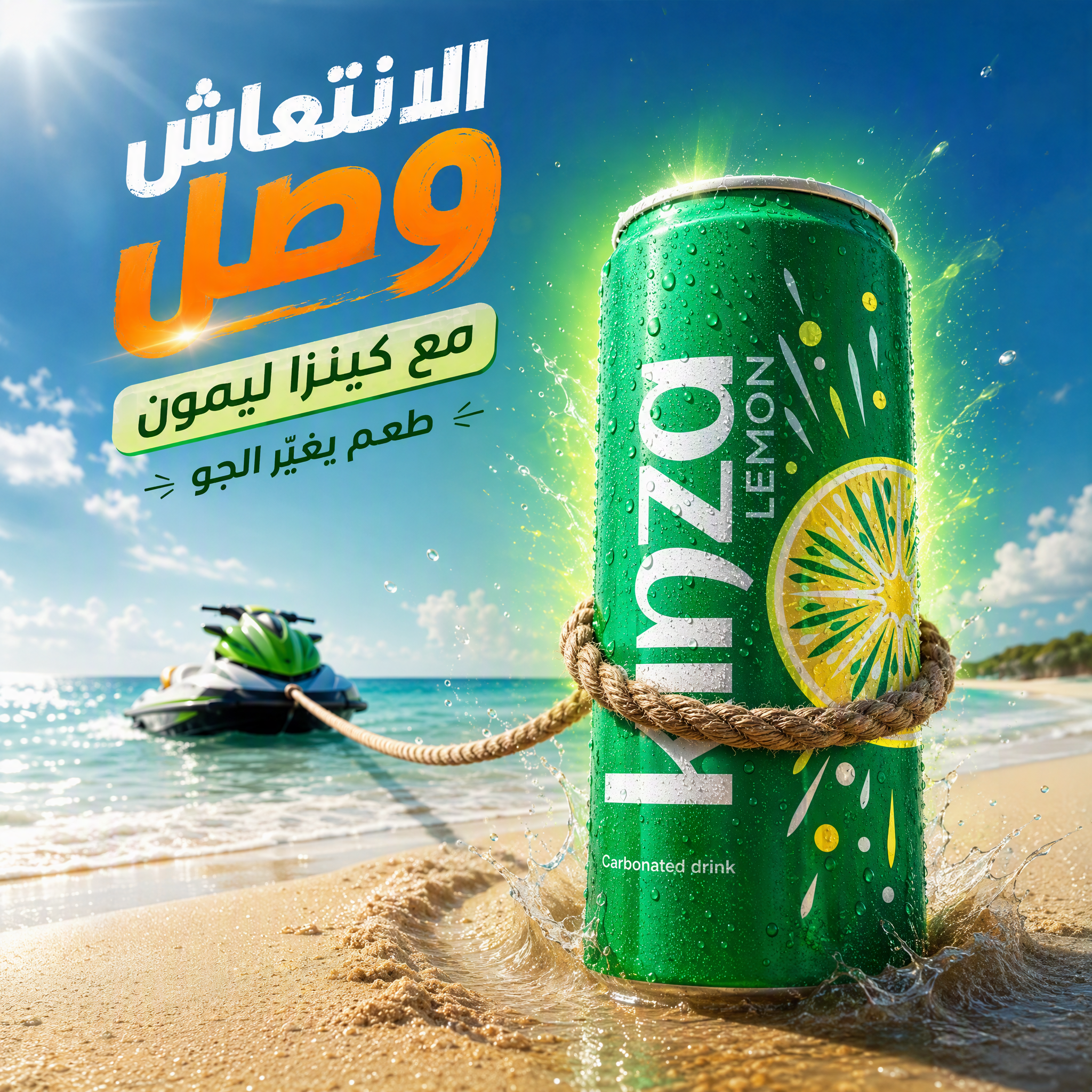 مشهد وصول Kinza Lemon إلى الشاطئ مع الجت سكي